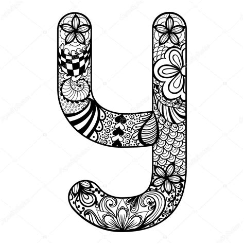 Zentangle Stylized Alphabet Lace Letter Y In Doodle Style Hand — 图库矢量