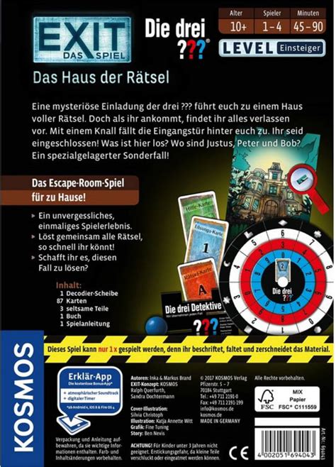 As an internationally active enterprise dresselhaus gmbh & co. KOSMOS EXIT - Das Spiel - Die Drei ???, Das Haus der ...