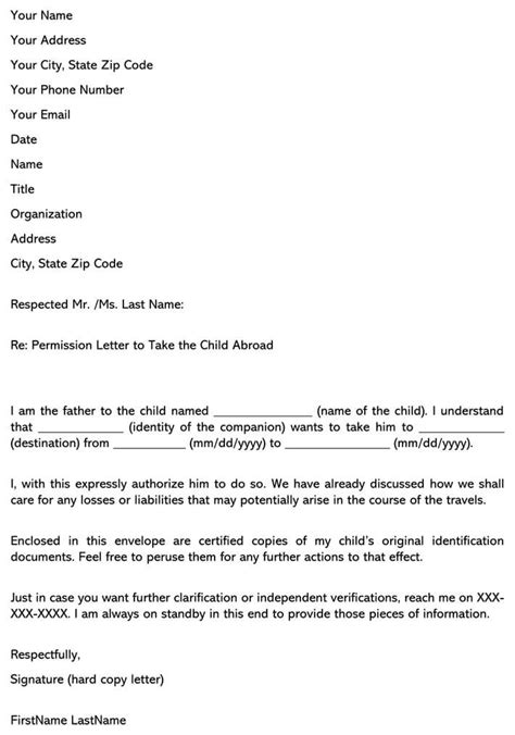 I had a great wish to continue my studies in the field of abc. Permission Letter to Take Child Abroad (Sample Letters)