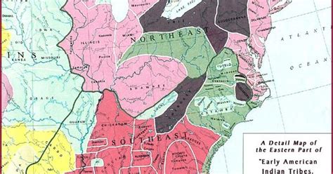 A Detail Map Of The Eastern Part Of Early American Indian Tribes