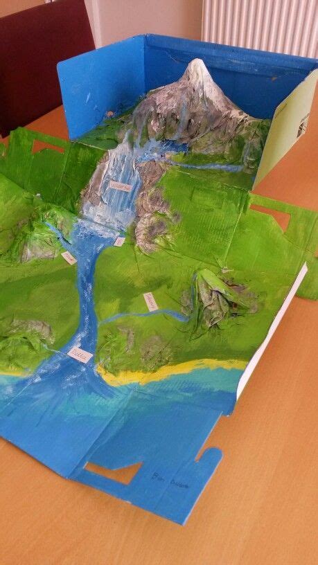 River Model Diy With Hanging Lid Shoebox Geography Project Geography