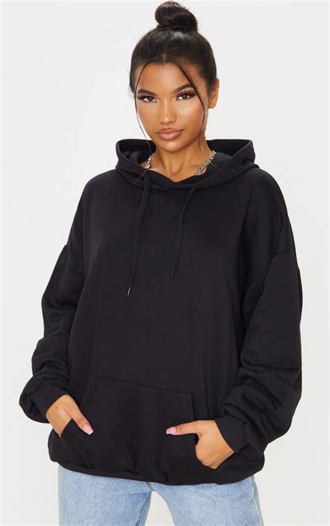 It's time to stop stealing your boyfriend's hoodie and buy your own damn clothes. Black Ultimate Oversized Hoodie. | PrettyLittleThing USA