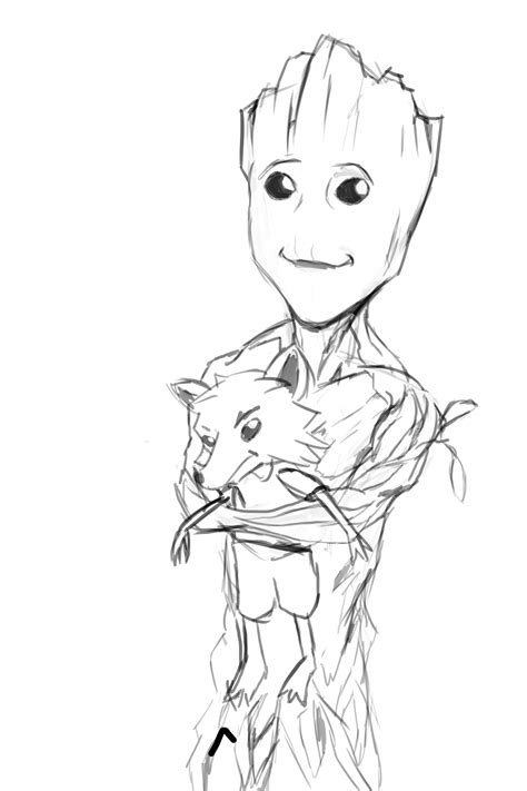 Baby groot coloring page cute. Baby Groot - Free Colouring Pages