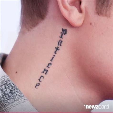 13:19 bst, 9 april 2014. Imagem relacionada | Patience tattoo, Justin bieber tattoos, Neck tattoo