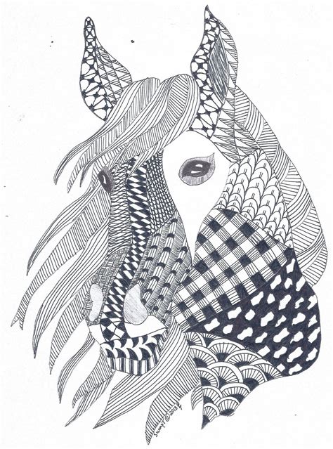 Horse Zentangle I Created For My Father In Law For Christmas 2013