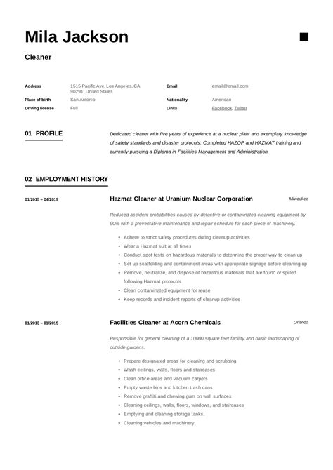Cleaner Resume And Writing Guide 12 Templates Pdf 19