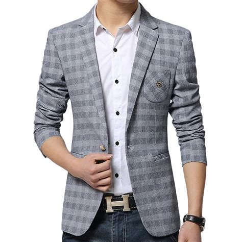 Mens Plaid Blazers 2016 New Arrival Brand Fashion Men Casual Blazers