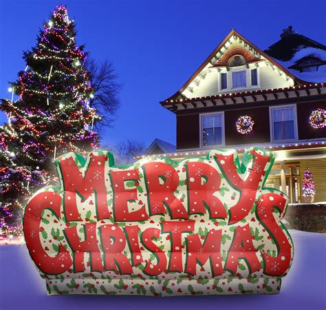 Merry Christmas Decoration Inflatables Lawn Yard Sign With Bright Led
