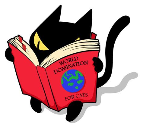 Black Cat Reading World Domination Book Cat Reading Cats World