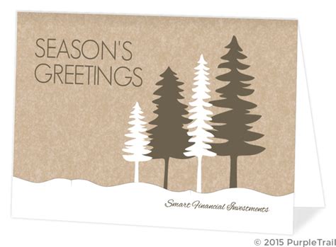 Rustic Pine Trees Business Christmas Card Business Christmas Cards