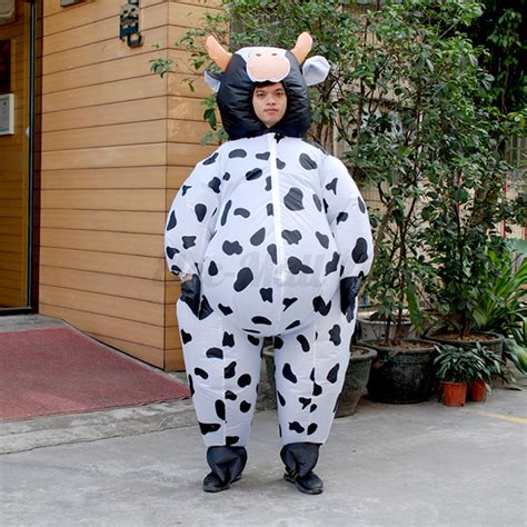 Adult Inflatable Cow Costume Animal Air Blowup Fancy Dress Halloween