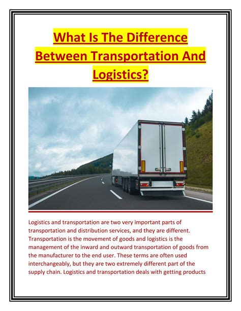 What Is The Difference Between Transportation And Logistics By Freight