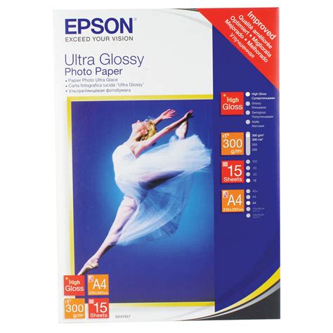 Epson Ultra Glossy Photo A4 Paper Pk 15 C13s041927
