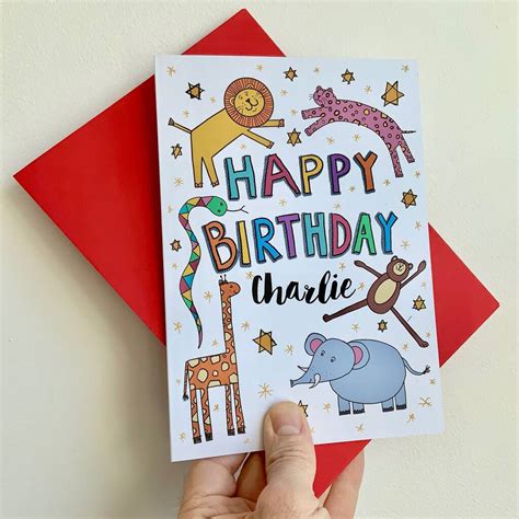 There are 66269 animal birthday card for sale on etsy, and they cost 5,21 $ on average. Personalised Children's Animal Birthday Card By Adam Regester Design | notonthehighstreet.com