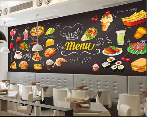 Custom Restaurant Wallpaper Hand Painted Food Photo Fresco For Living