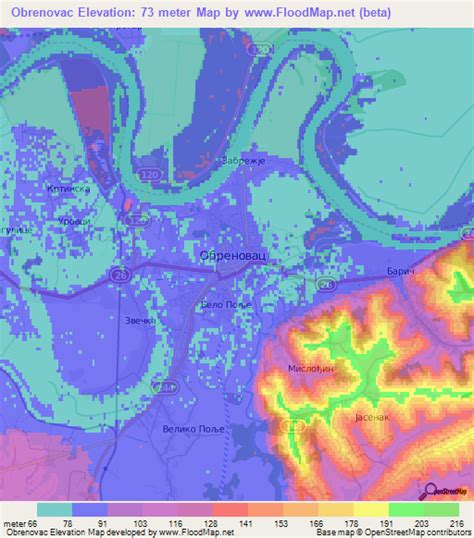 Elevation Of Obrenovacserbia Elevation Map Topography Contour