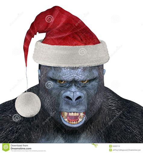 Gorilla Wearing Santa Hat Stock Illustration Illustration Of Santa