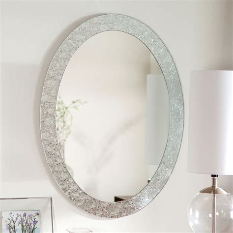 | dyconn faucet royal oval wall mounted backlit bathroom led mirror (24 w x 34h). Oval Frame-less Bathroom Vanity Wall Mirror with Elegant ...