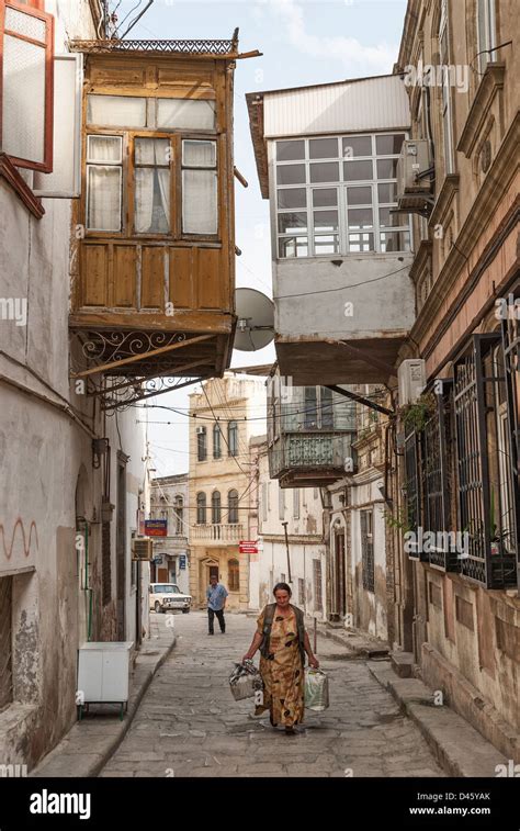 Architecture In Baku Azerbaijan Old Town Street Stock Photo Alamy