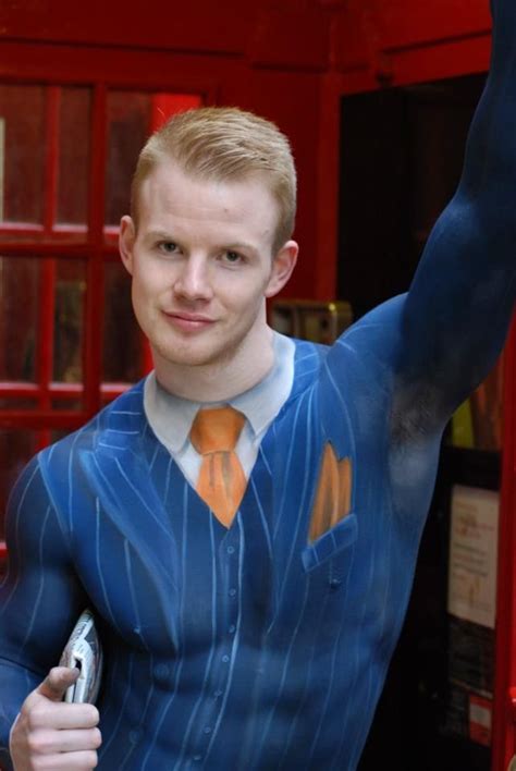 Bodypainted Pinstripe Suit By Bodypainter And Artist Emma Cammack