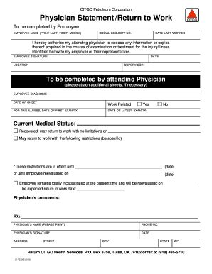 5 what a return to work form helps to do. Printable free return to work form from doctor and Document Blanks to Submit in PDF ...