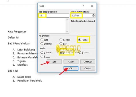 Cara Membuat Titik Daftar Isi Di Microsoft Word Dengan Rapi Secara Otomatis Mudah