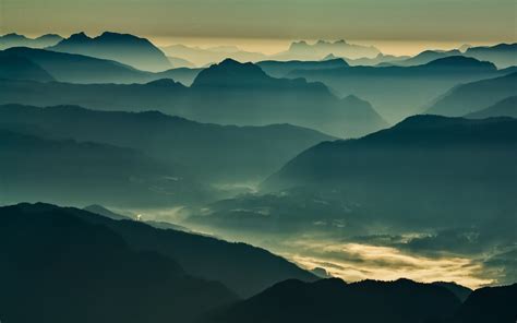 1920x1200 Nature Landscape Mist Sunrise Mountain Valley Wallpaper