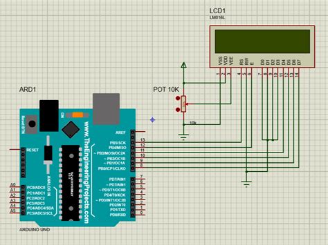 Interfacing Arduino Uno And 16x2 Lcd In Proteus Beginner Projec