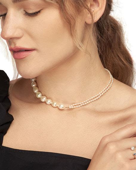 POPPY FINCH 14k Gold Mixed Pearl Double Strand Necklace | Neiman Marcus