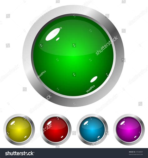 Glossy Round Buttons For Web Design Isolated On White Background Stock