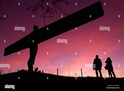 Angel of the North Dawn New year Stock Photo - Alamy
