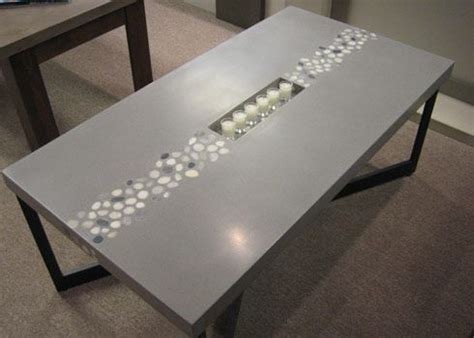 Concrete diy furniture & accessories materials and supplies tables outdoor remodel how to. Custom coffee table made form #concrete and river rocks ...