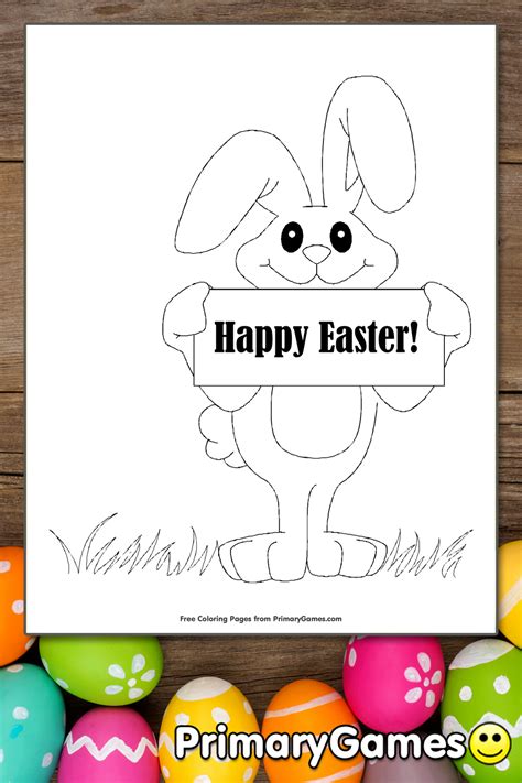 Coloring can be a big part of that. Happy Easter Bunny Coloring Page | Printable Easter ...