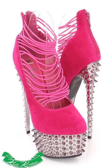 Hot Pink Strappy Platform High Heels Faux Suede Pink High Heels Pink