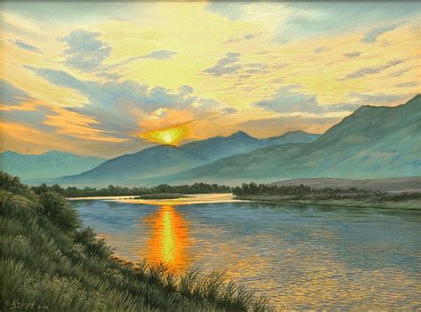 Find over 100+ of the best free sunrise mountain images. Smoky Sunrise-yellowstone River Painting by Paul Krapf