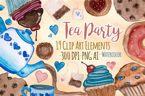 Watercolor Tea Party Clip Art Tea Party Clip Art Tea Party Etsy