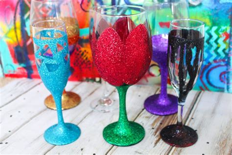 How To Make Diy Glitter Wine Glasses And Project Ideas Kit Kraft