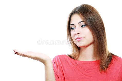 Woman Showing Open Hand Stock Image Image Of Displaying