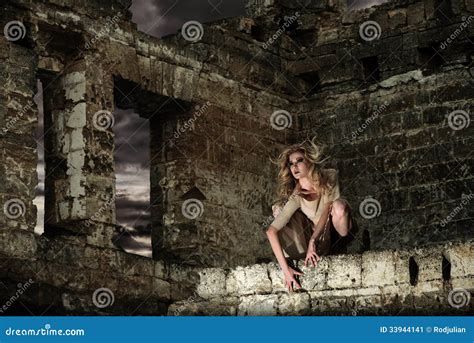 Scary Woman In The Ruins Stock Image Image Of Hair Adult