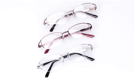 poesia stainless steel womens semi rimless optical glasses