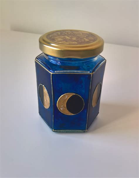 Phases Of The Moon Stained Glass Jar Moon Decor Ts For Etsy Uk