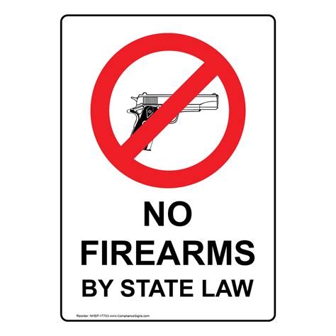 Vertical Sign Weapons Restricted No Firearms By State Law
