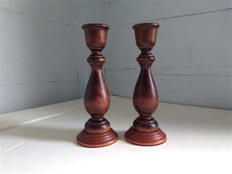 vintage turned wood candlestick holders candle holder candle stick holder pair photo prop