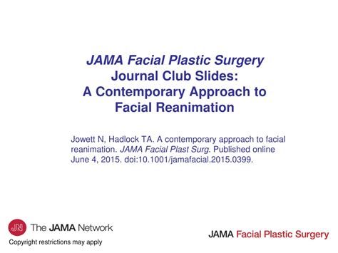 Ppt Jama Facial Plastic Surgery Journal Club Slides A Contemporary Approach To Facial