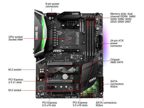 Msi Performance Gaming X470 Gaming Pro Carbon Am4 Atx Amd Motherboard