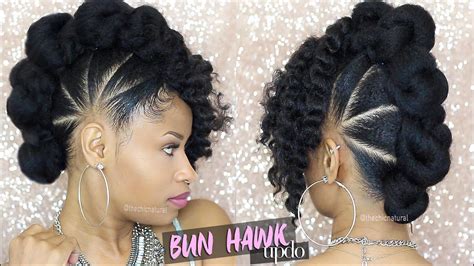 Flexi rod slay on natural hair (full step by step break down). BAD AZZ BUN-HAWK UPDO Natural Hair Tutorial - YouTube