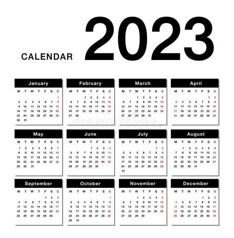 Coloreado Año 2023 Calendario Plantilla De Diseño De Vector Horizontal