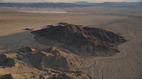 Fly Over Desert Mountains Mojave Desert California Sunset Aerial