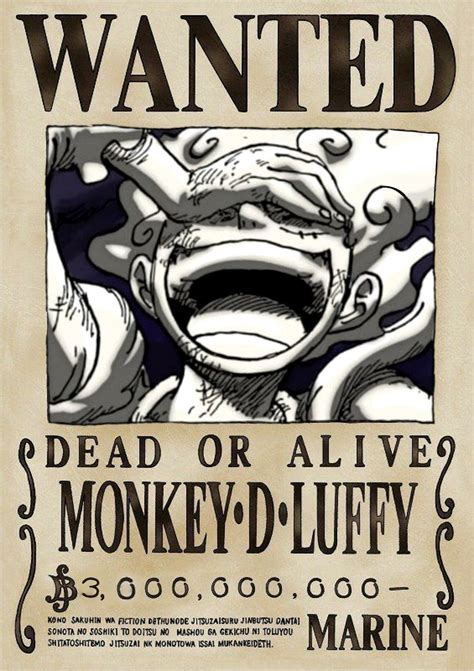 Luffy Gear Wanted Poster Manga