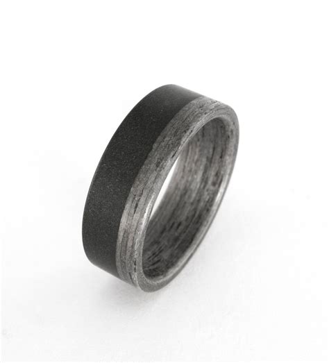 Graphite And Wood Ring Gray Mens Wedding Band Graphite Etsy